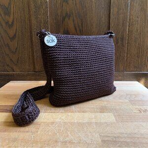The Sak Crochet Shoulder Mini Bag in Brown